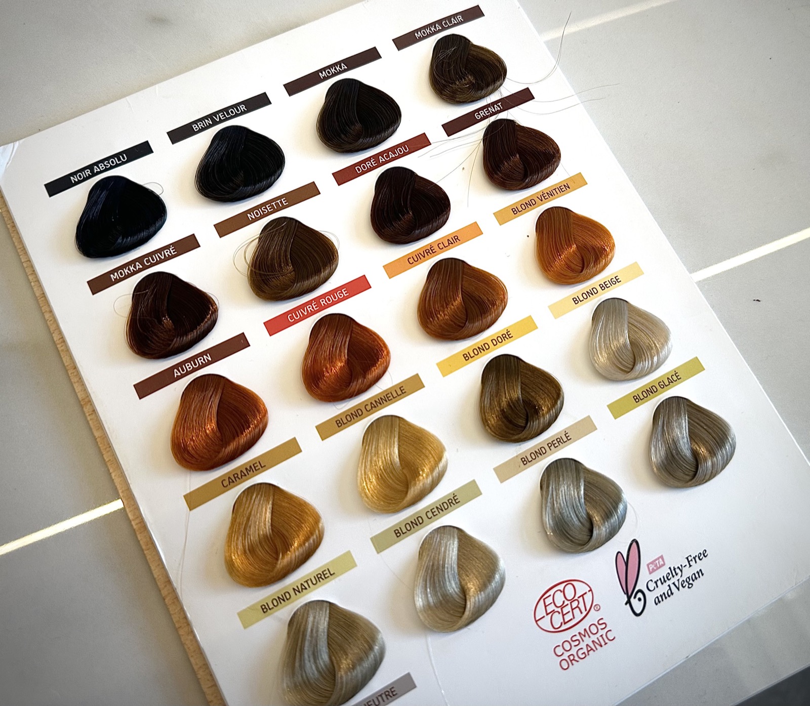 Nuancier de coloration végétale Biocoiff au salon Tommy & Co à Strasbourg
